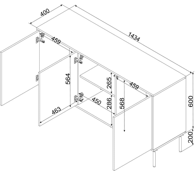 Cama INSERTO 3D chest of drawers 143.5x40x80 cashmere + LED