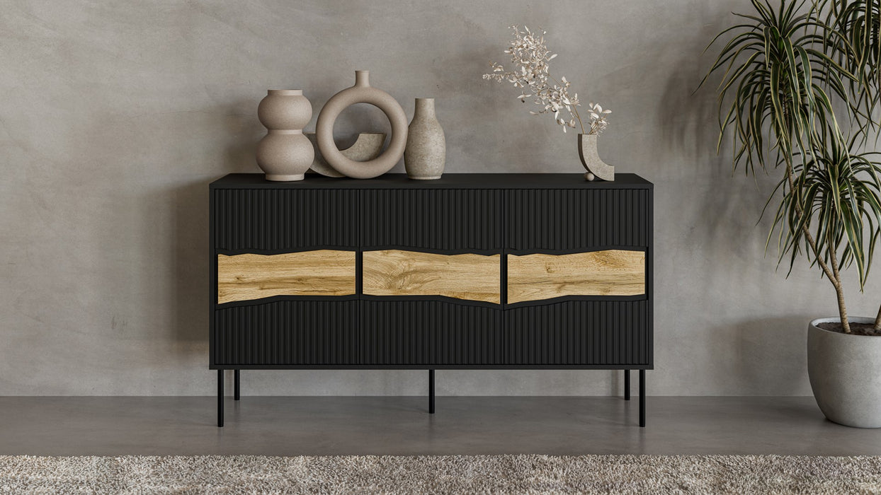 Cama INSERTO 3D chest of drawers 143.5x40x80 black + LED