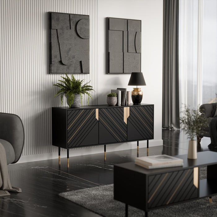 Cama 3D MOUNTAIN chest of drawers 154x40x72 black + gold