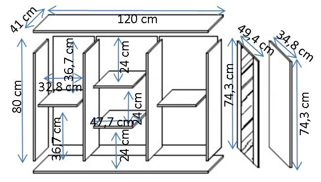 Cama SOHO chest of drawers 120x41x80 cashmere + black