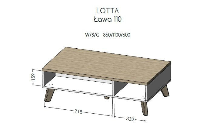 Cama LOTTA 110 coffee table wotan oak/mat black