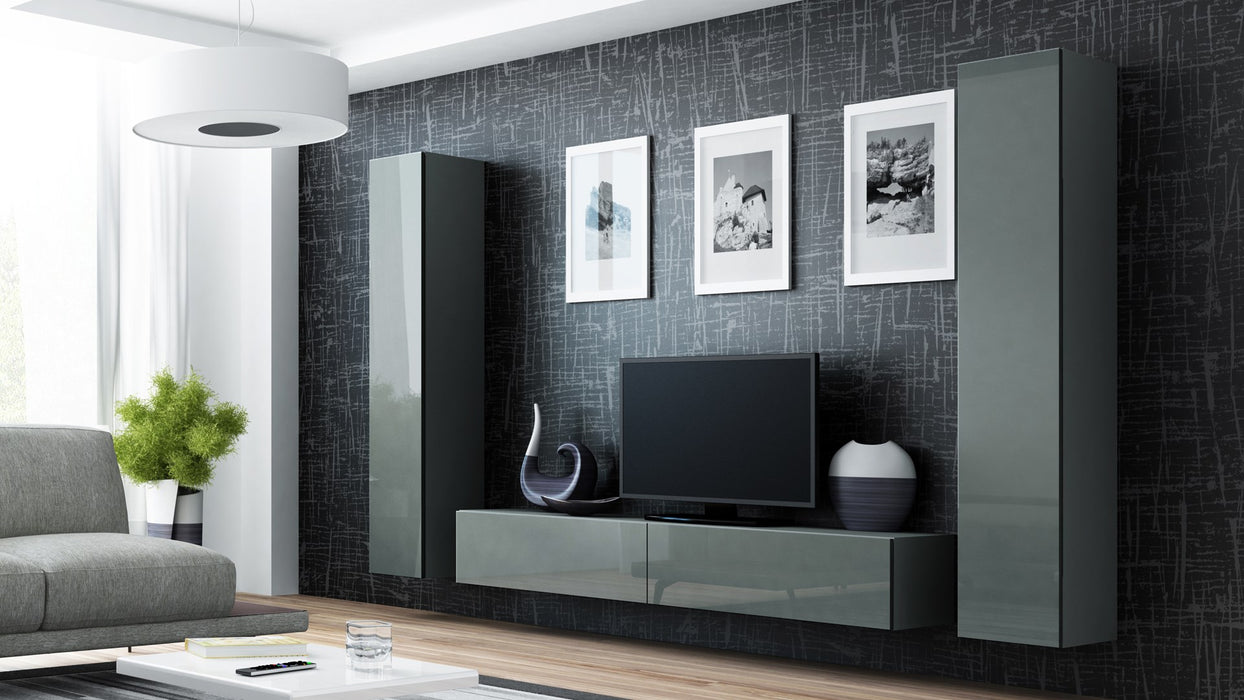 Cama Living room cabinet set VIGO 4 grey/grey gloss