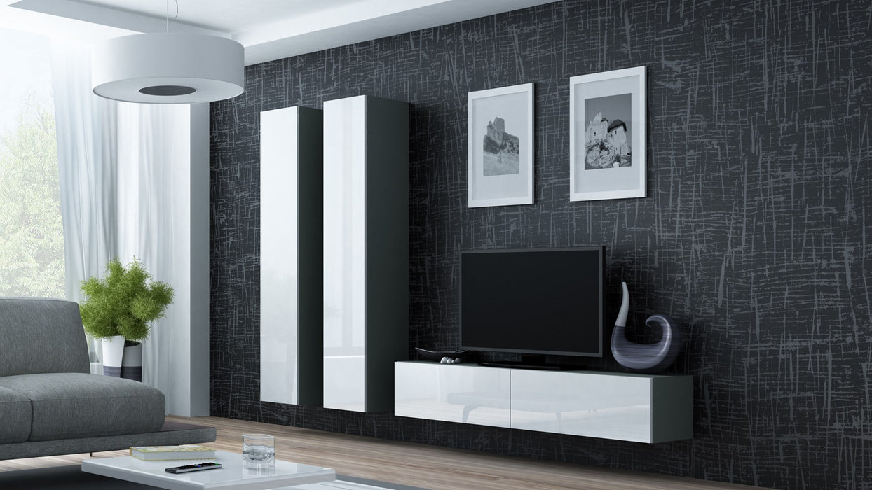 Cama Living room cabinet set VIGO 9 grey/white gloss