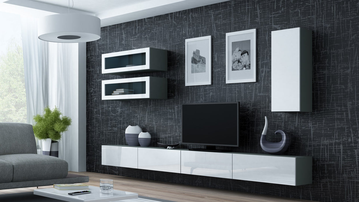 Cama Living room cabinet set VIGO 11 grey/white gloss