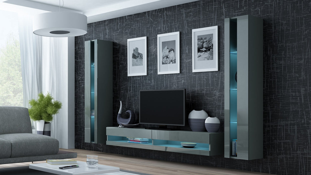 Cama Living room cabinet set VIGO NEW 3 grey/grey gloss