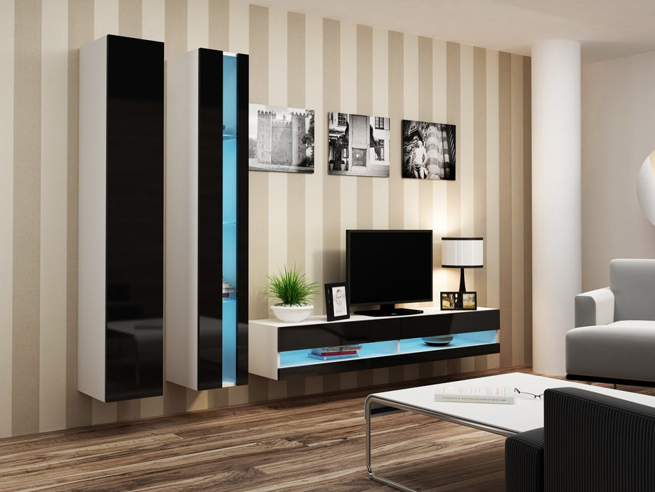 Cama Living room cabinet set VIGO NEW 5 white/black gloss