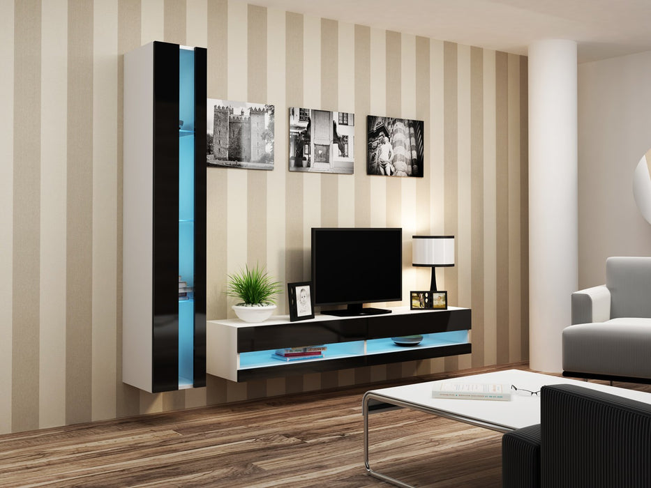Cama Living room cabinet set VIGO NEW 8 white/black gloss