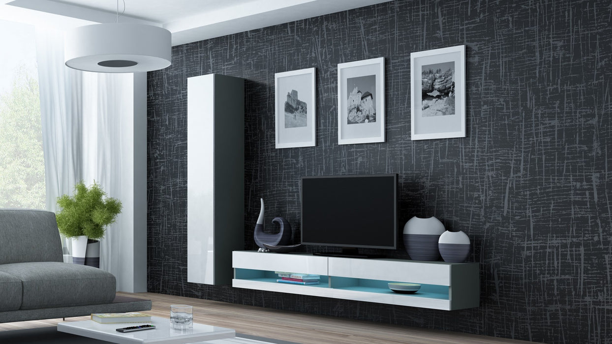 Cama Living room cabinet set VIGO NEW 9 grey/white gloss