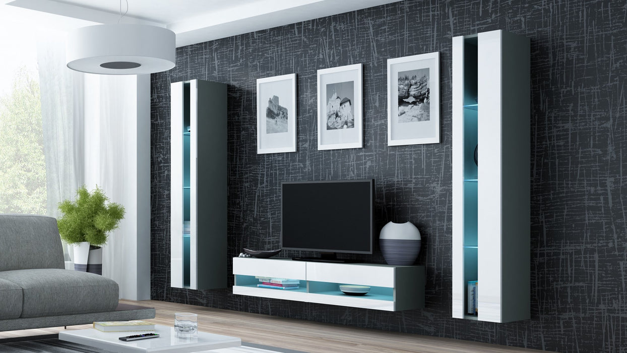 Cama Living room cabinet set VIGO NEW 12 grey/white gloss