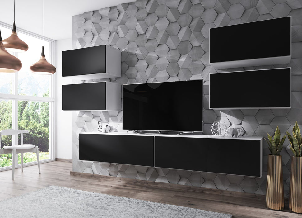 Cama living room furniture set ROCO 2 (2xRO1 + 4xRO3) white/white/black