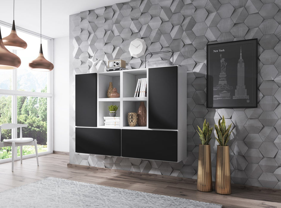 Cama living room furniture set ROCO 19 (4xRO3 + 4xRO6) white/white/black