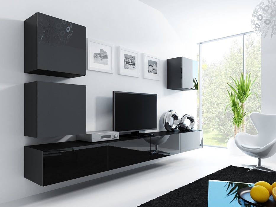 Cama TV Stand VIGO '180' 30/180/40 black/black gloss