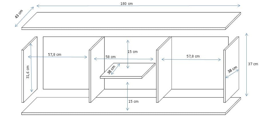 Cama TV stand SOHO 180 white/grey gloss