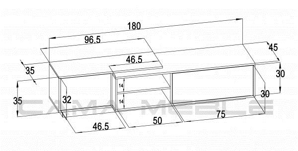 Cama TV cabinet SIGMA1 180 sonoma oak/black gloss