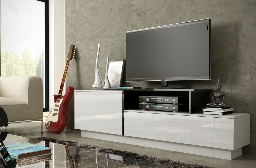 Cama TV cabinet SIGMA 3 180 white/white gloss + black