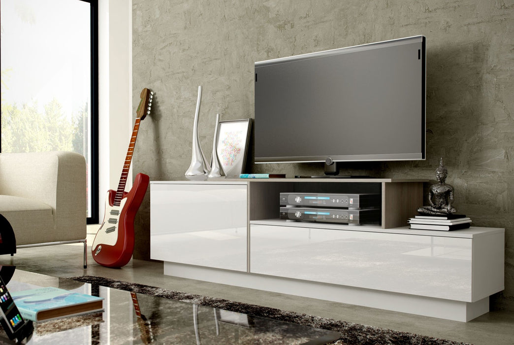 Cama TV cabinet SIGMA 3 180 white/white gloss + sonoma oak