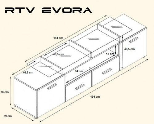 Cama TV stand EVORA 200 wenge/black gloss