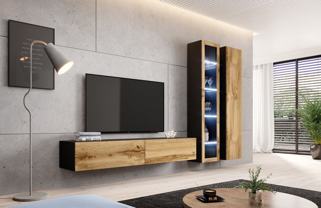 Cama TV Stand VIGO '180' 30/180/40 black/wotan oak