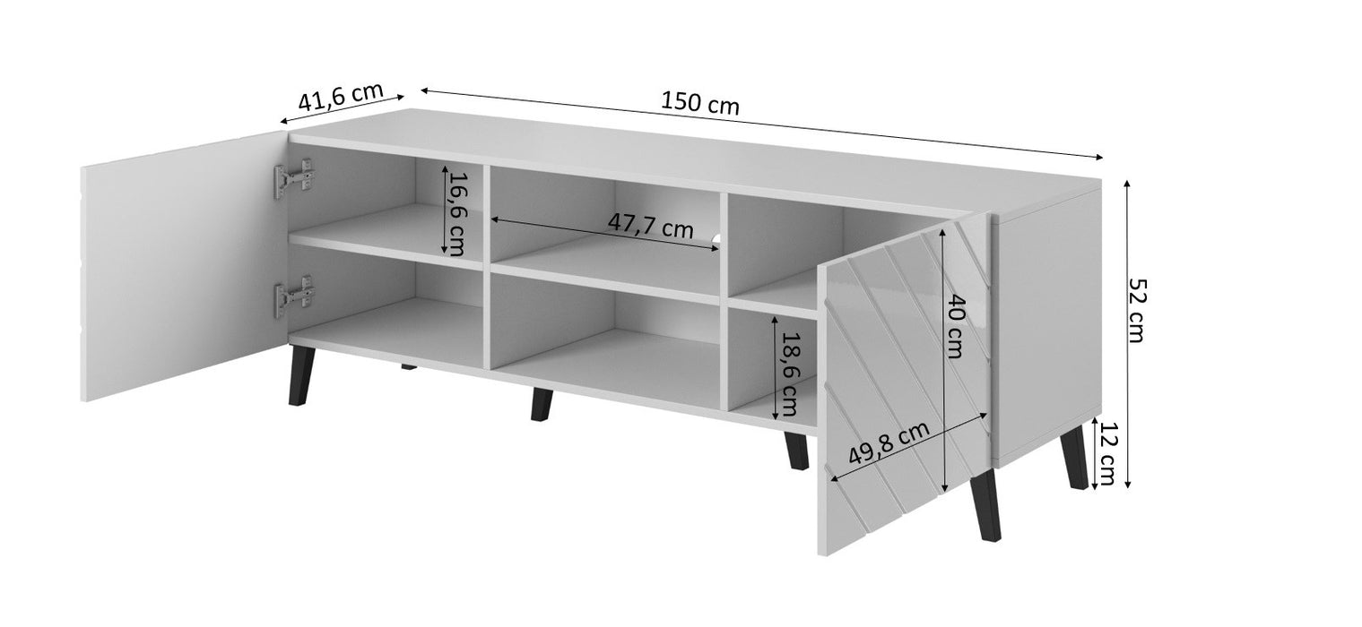RTV cabinet ABETO 150x42x52 white/white glossy