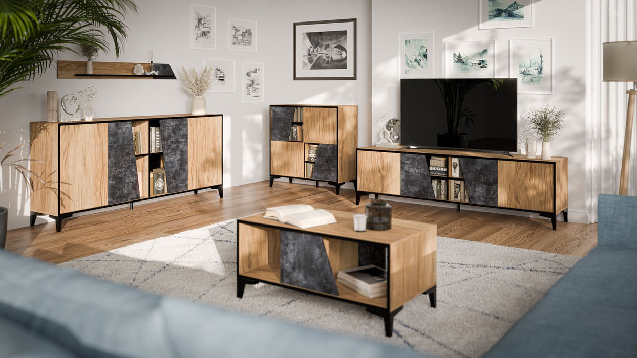 Cama 4D RTV cabinet OVO 180x38xH53 oak/concrete