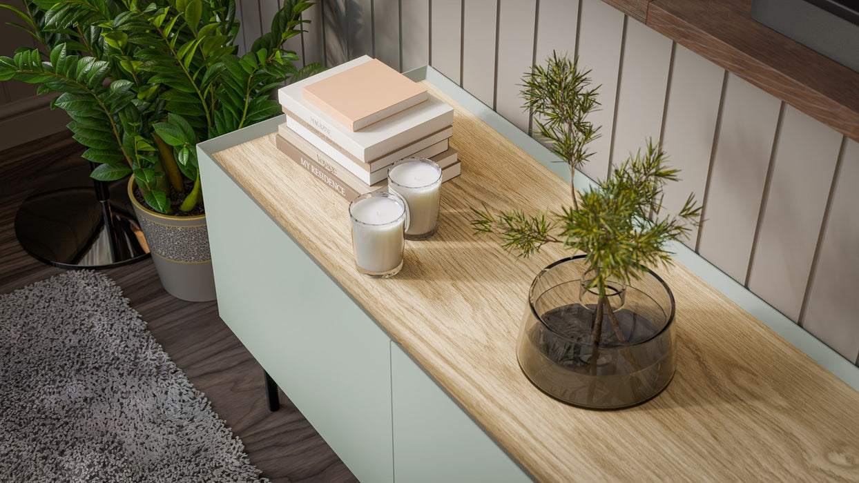 Cama FELLINI TV cabinet 150x40x52 olive + oiled oak top