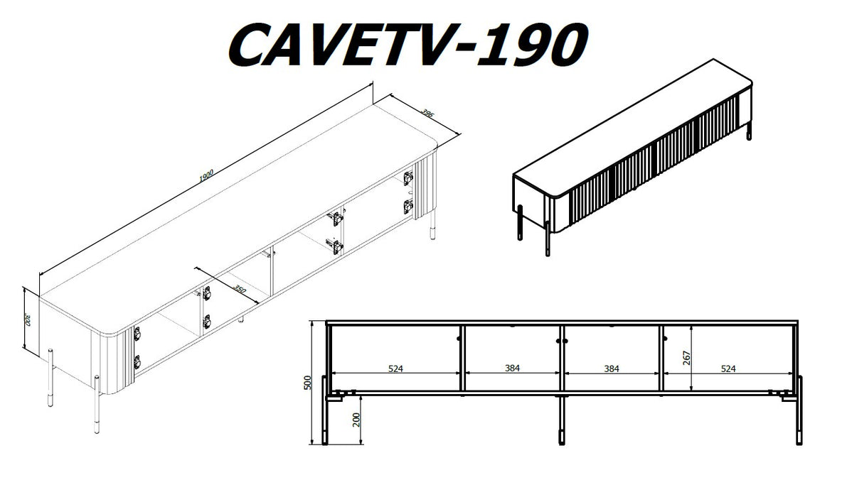 Cama VERA TV cabinet 190x40x50 matt black