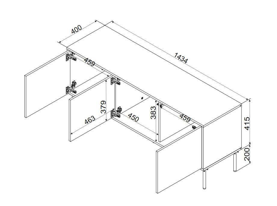 Cama INSERTO 3D TV cabinet 143.5x40x61.5 cashmere + LED