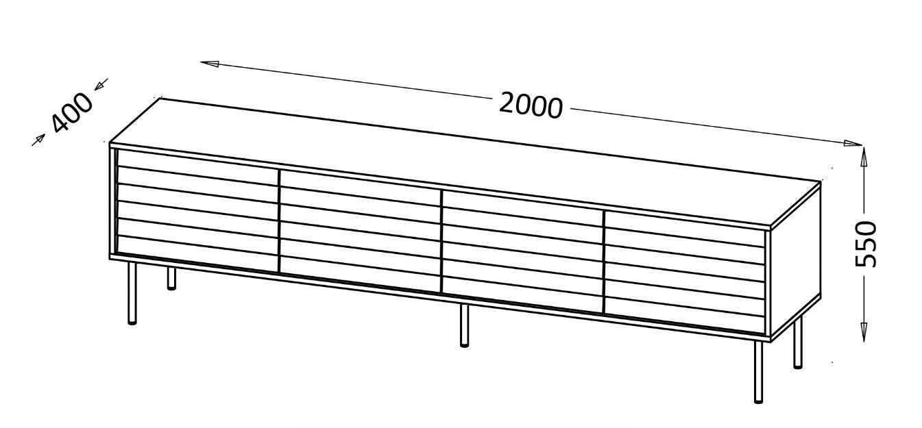 Cama CORTINA 4D TV cabinet 200x40x55 black/walnut