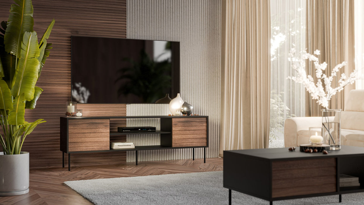 Cama EF CORTINA TV cabinet 180x40x60 black/walnut