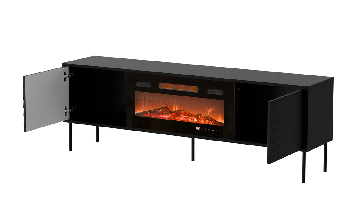 Cama CORTINA TV cabinet 180x40x60 black + black fireplace
