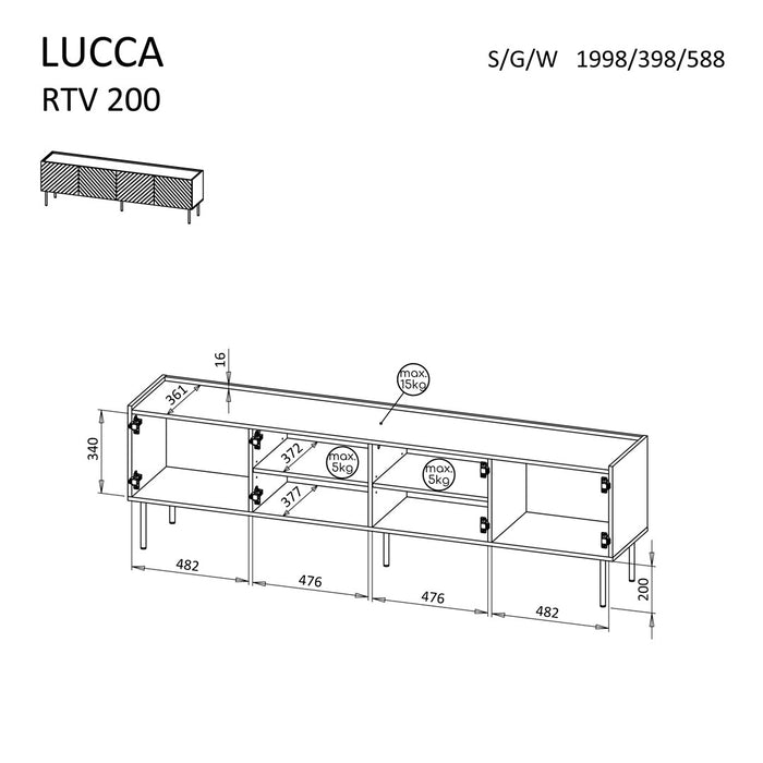 Cama LUCCA 4D TV cabinet 200x40x59 black