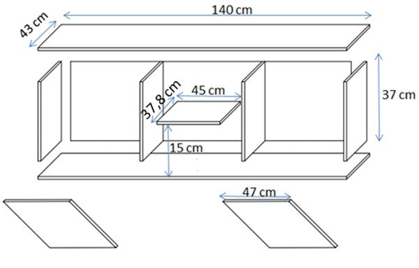 Cama SOHO TV cabinet 140x43x37 cashmere + black