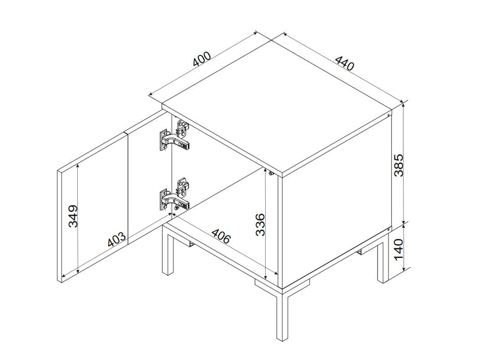 Cama Bedside table 2pc MERCI 44x40x52.5 black/oak artisan