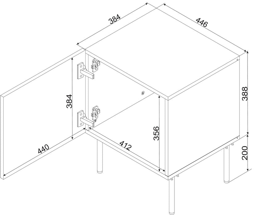 Bedside table 2 pcs. SIENA 44.5x40x59 black matt