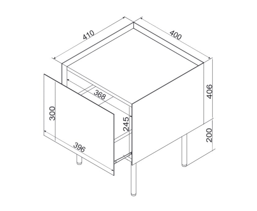 Cama Bedside table, 2 pcs, FELLINI, 40x41x60, cashmere + oiled oak top