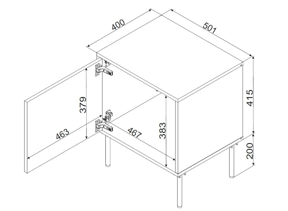 Cama INSERTO bedside cabinet, 2 pcs, 50x40x61.5 cm, black + LED