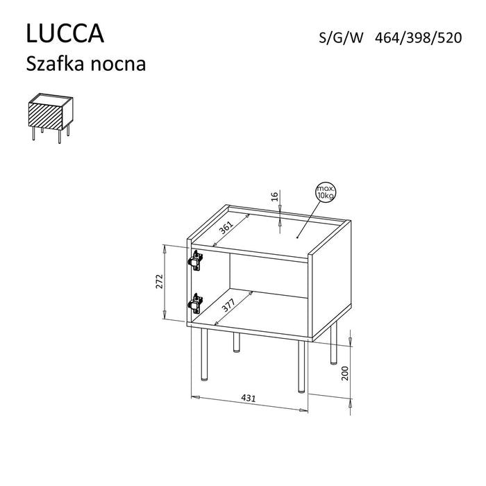 Cama LUCCA bedside cabinet, 2 pcs, 47x40x52, black