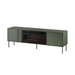 Cama RTV cabinet EF + fireplace black TRESSE 180x40x54.5 matte green - TV cabinets made of furniture boardSTV-ZPM<<<TV