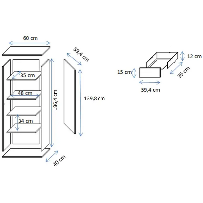 Cama S1 SOHO display cabinet 60x41x192 cashmere + black - Buffets and display cabinets on a wooden