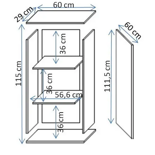 Cama S2 SOHO wall cabinet 60x29x112 cashmere + black - Buffets and display cabinets on a wooden baseBIW-PDR<<<Buffets