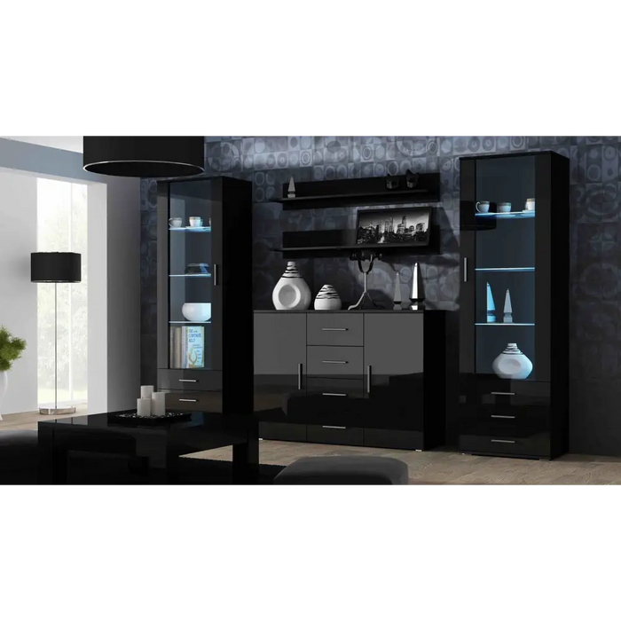 Cama set of two shelves 125cm SOHO black matte - Furniture wooden shelvesPOL-DRE<<<Furniture shelvesPOL<<<ActionPL