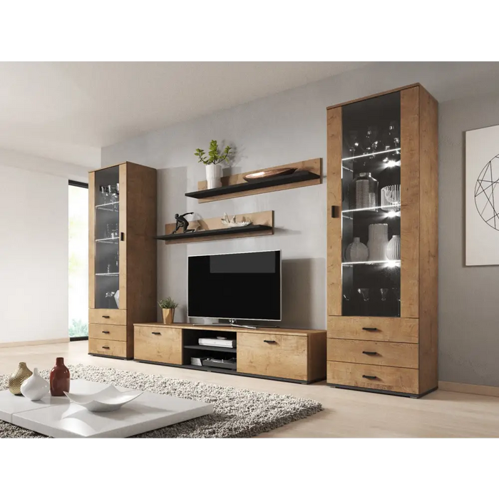 Cama set of two shelves 125cm SOHO lefkas oak/black - Furniture wooden shelvesPOL-DRE<<<Furniture shelvesPOL<<<ActionPL