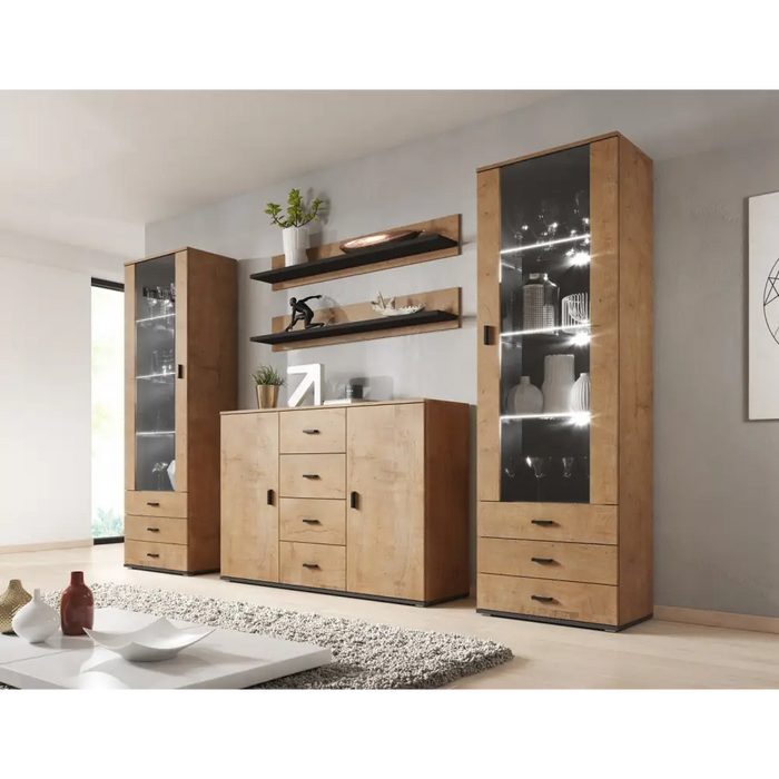 Cama set of two shelves 125cm SOHO lefkas oak/black - Furniture wooden shelvesPOL-DRE<<<Furniture shelvesPOL<<<ActionPL