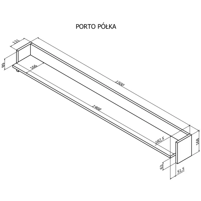Cama Shelf PORTO 150x18x16.5 oak/black - Furniture wooden shelvesPOL-DRE<<<Furniture shelvesPOL<<<ActionPL