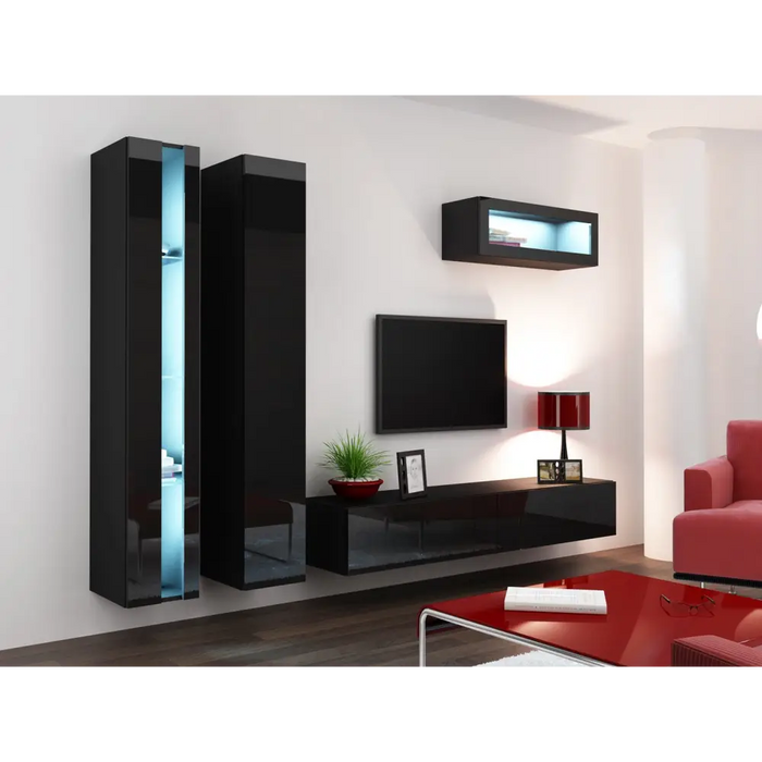 Cama Shelf unit VIGO NEW 180/40/30 black/black gloss - Wooden shelvesRGA-DRE<<<ShelvesRGA<<<ActionPL