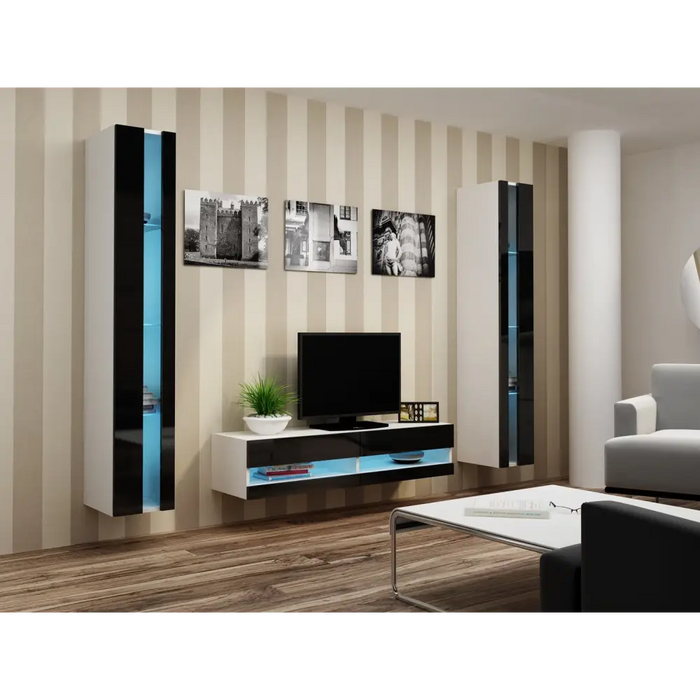 Cama Shelf unit VIGO NEW 180/40/30 white/black gloss - Wooden shelvesRGA-DRE<<<ShelvesRGA<<<ActionPL