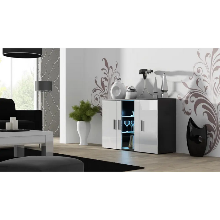 Cama sideboard 120 cm SOHO S7 black/white gloss - Chests of drawers made of furniture