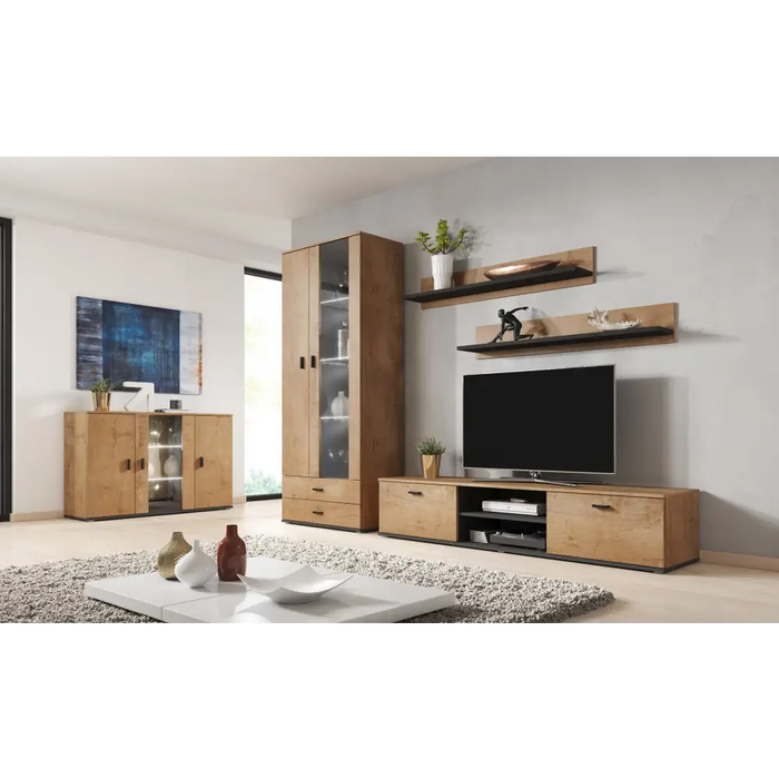 Cama sideboard 120 cm SOHO S7 lefkas oak/black - Chests of drawers made of furniture boardKOY-ZPM<<<ChestsKOY<<<ActionPL