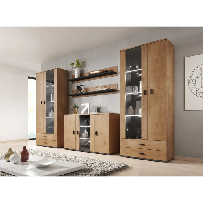 Cama sideboard 120 cm SOHO S7 lefkas oak/black - Chests of drawers made of furniture boardKOY-ZPM<<<ChestsKOY<<<ActionPL