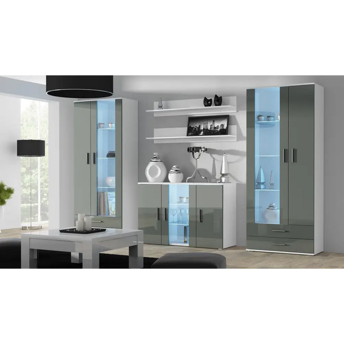 Cama sideboard 120 cm SOHO S7 white/grey gloss - Chests of drawers made of furniture boardKOY-ZPM<<<ChestsKOY<<<ActionPL